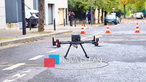 photo d'intervention de nettoyage de façade par drone